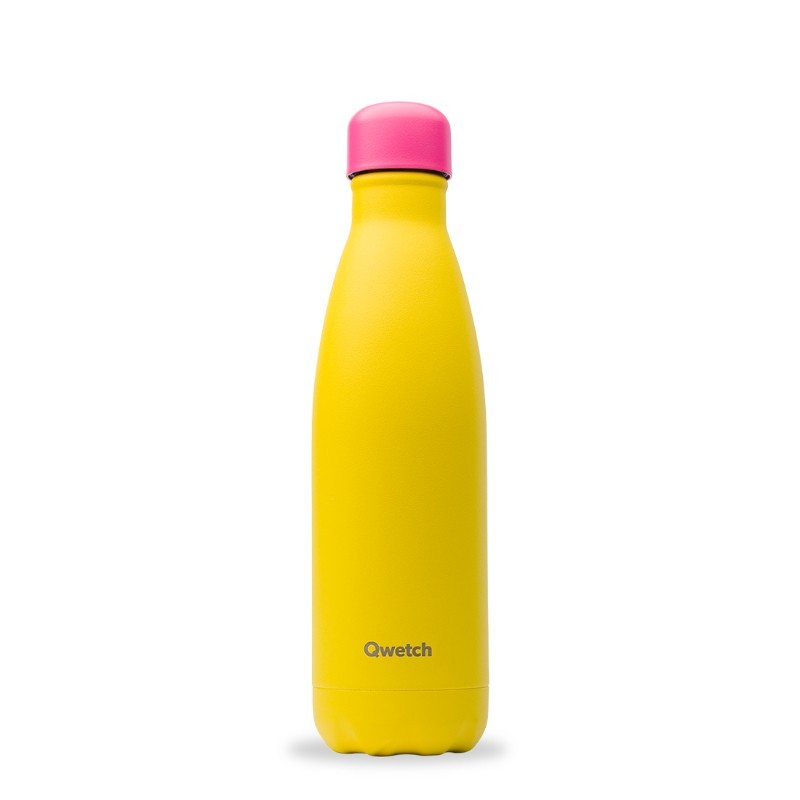 Bouteille isotherme colors jaune bouchon rose 500ml
