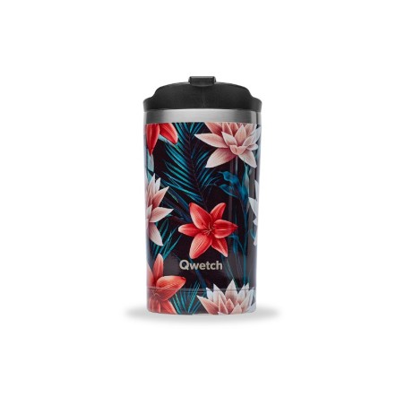Travel mug inox isotherme tropical fleurs noires 300ml