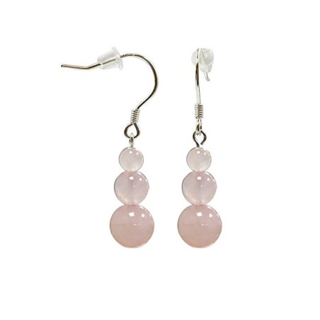 Boucle d oreille ag quartz rose