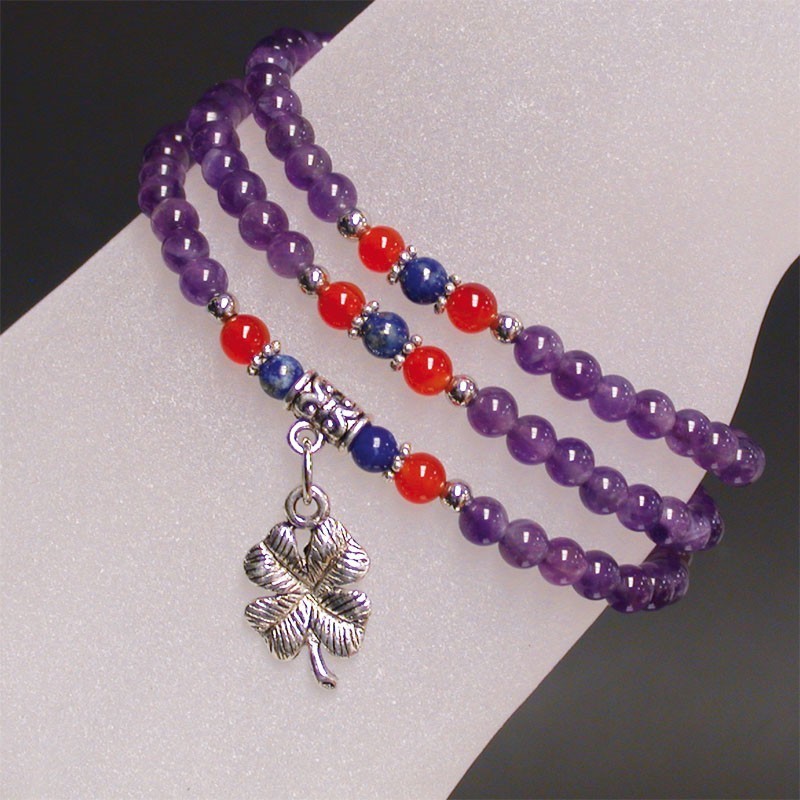 Bracelet 3 rangs 4mm améthyste