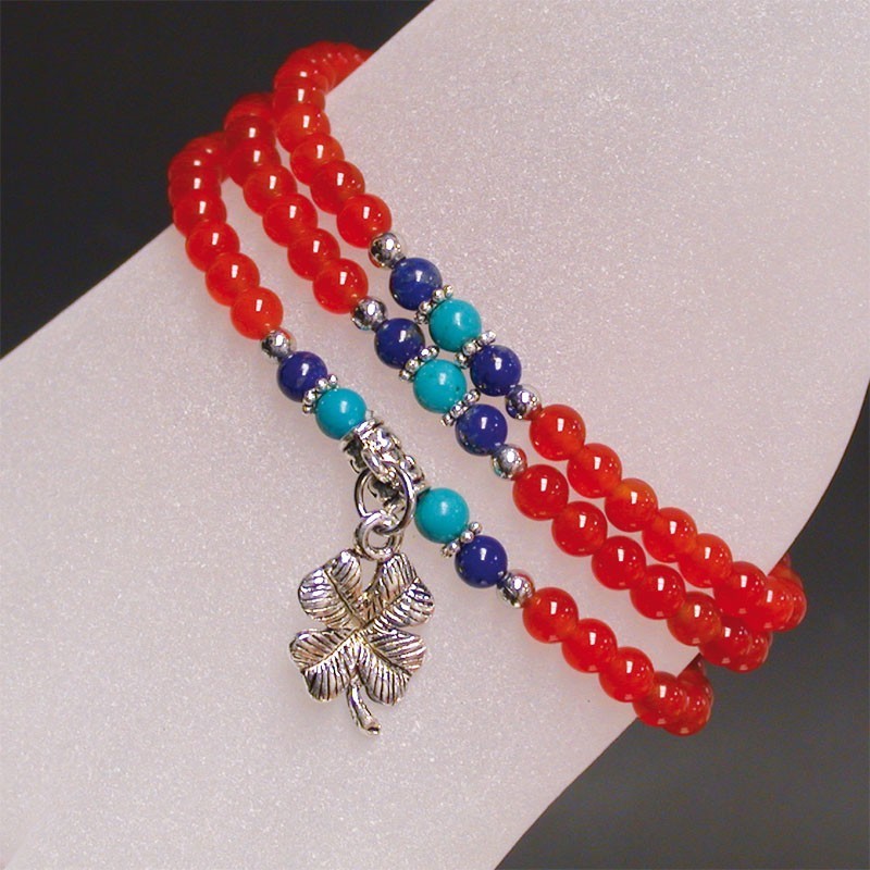 Bracelet 3 rangs 4mm cornaline