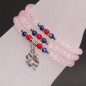Bracelet 3 rangs 4mm quartz rose