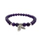 Bracelet 6mm feuille+billes amethyste argent 0.925