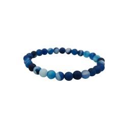 Bracelet agate bleue depoli 6mm