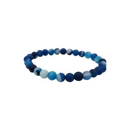 Bracelet agate bleue depoli 6mm