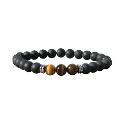 Bracelet homme 20cm onyx depoli ot 8mm