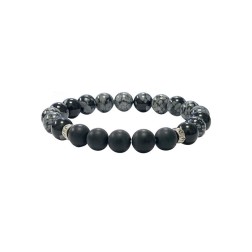 Bracelet homme 22cm obs mouchetee onyx 10mm