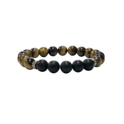 Bracelet homme 22cm oeil de tigre onyx depoli