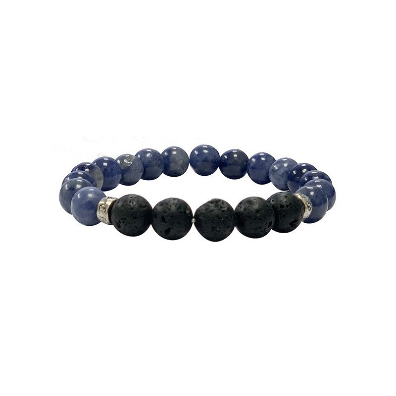 Bracelet homme 22cm sodalite + lave