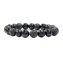 Bracelet homme 23cm onyx-onyx depoli lave