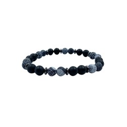 Bracelet homme 8mm 22cm onyx dep toile araiget hem