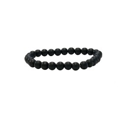 Bracelet onyx noir poli/depoli 6mm