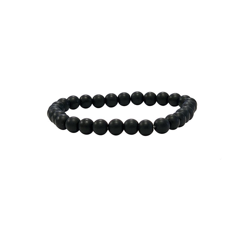 Bracelet onyx noir poli/dépoli 6mm
