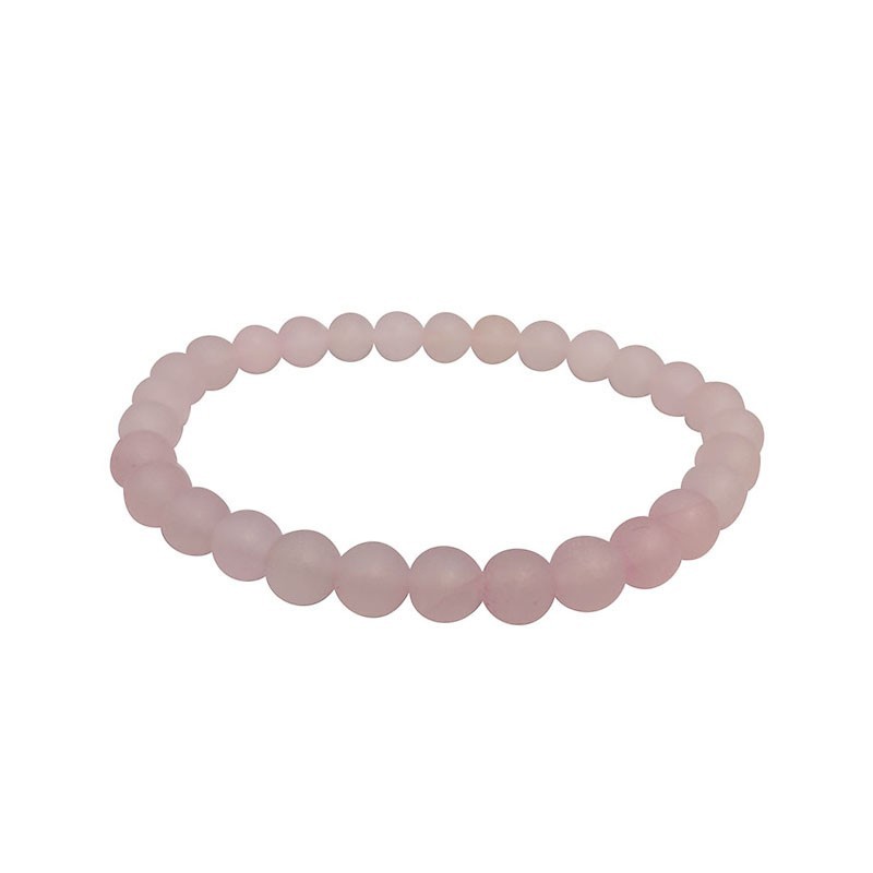 Bracelet quartz rose dépoli 6mm