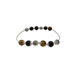 Bracelet rgent labradorite tourmaline oeil de tigre 6mm