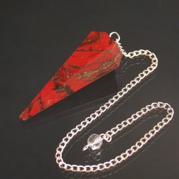 Pendule facette jaspe rouge