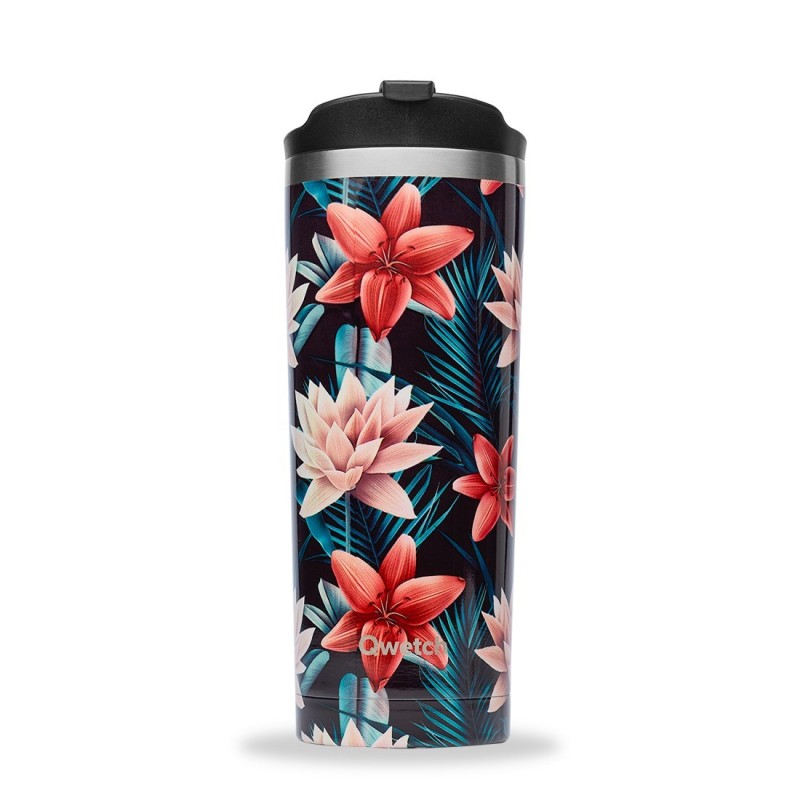 Travel Mug Isotherme Tropical Fleur Noir 470 ml Travel Mug Isotherme Tropical Fleur Noir 470 ml