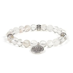 Bracelet cristal de roche lotus 8mm