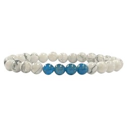 Bracelet howlite et 4 perles apatite 6mm