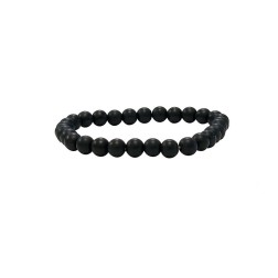 Bracelet onyx noir dépoli 6mm