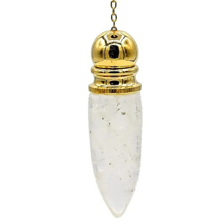 Pendule cristal de roche plaqué laiton 5.3cm 20g