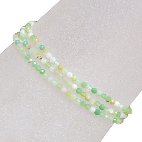 Bracelet 3mm facette 3 rangs chrysoprase