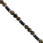 Collier homme 42cm oeil de tigre + hématite + bois