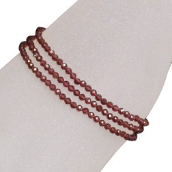 Bracelet 3mm facette 3 rangs grenat